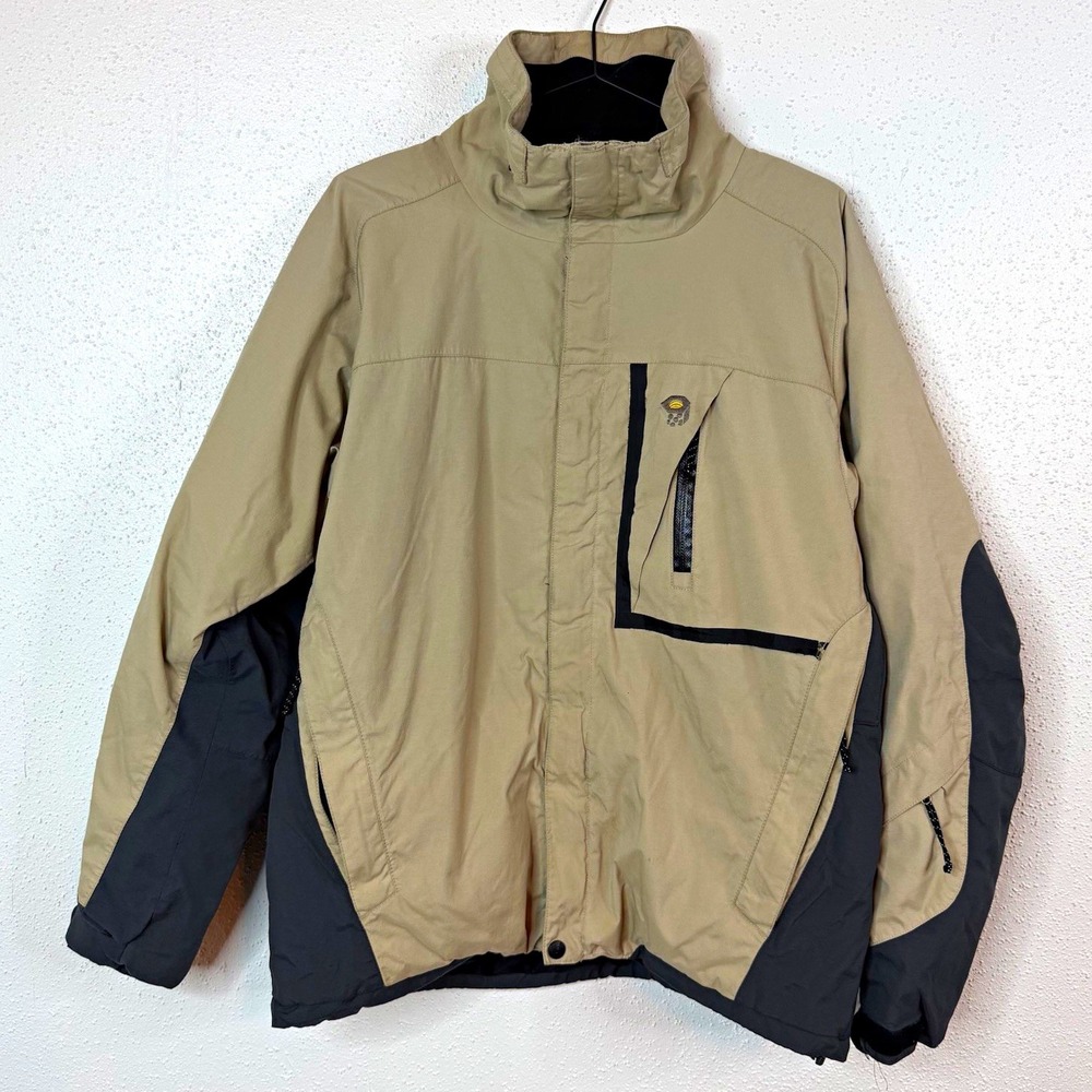 Mountain Hardwear Men's Colorblock Full Zip Insulated Nylon Jacket Beige/Black M